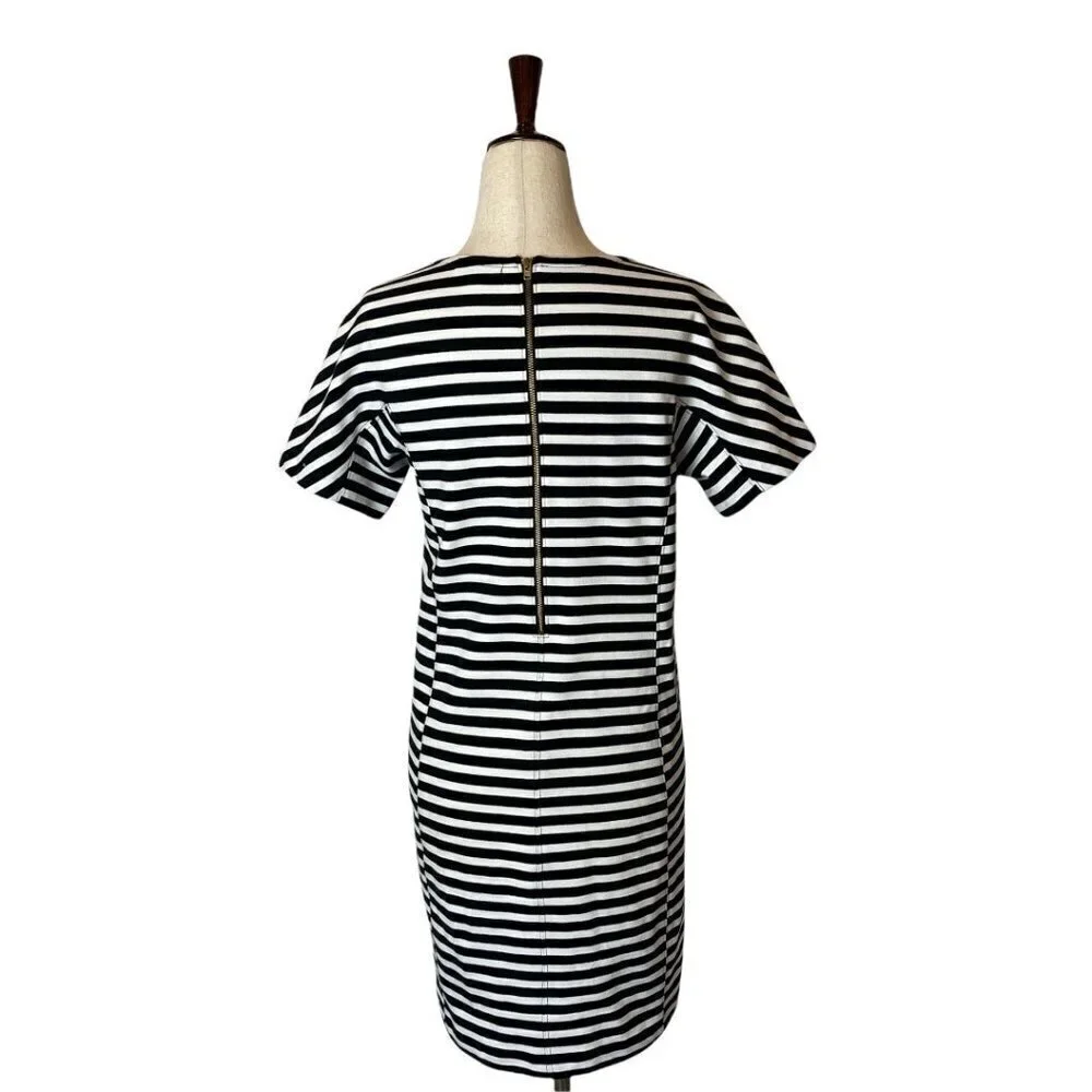 J. Crew‎ Black and White Striped Short Sleeve Crewneck Mini Dress Size XS